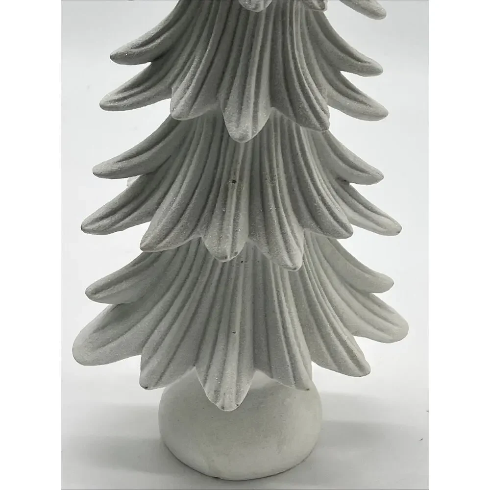 White Glitter Leaning Christmas Tree • Modern Holiday Tabletop Decor
